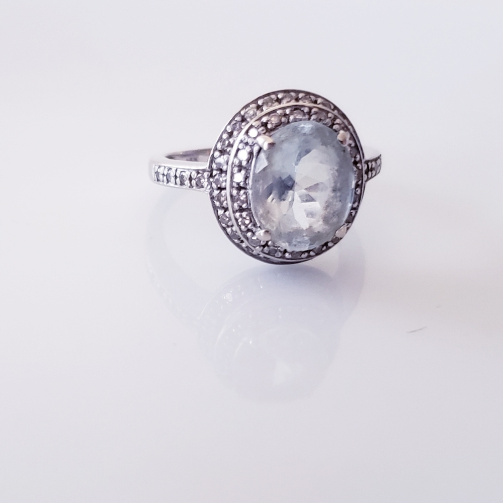 Vintage Topaz Ring 14k Blue Stone ATR 5 3/4